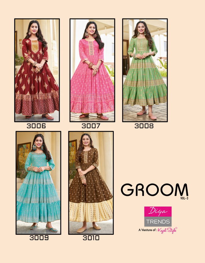 Groom 3 New Latest Ethnic Wear Designer RayonAnarkali Kurti Collection